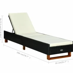 MAISON EXCLUSIVE - Transat avec coussin résine tressée noir