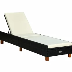 MAISON EXCLUSIVE - Transat avec coussin résine tressée noir