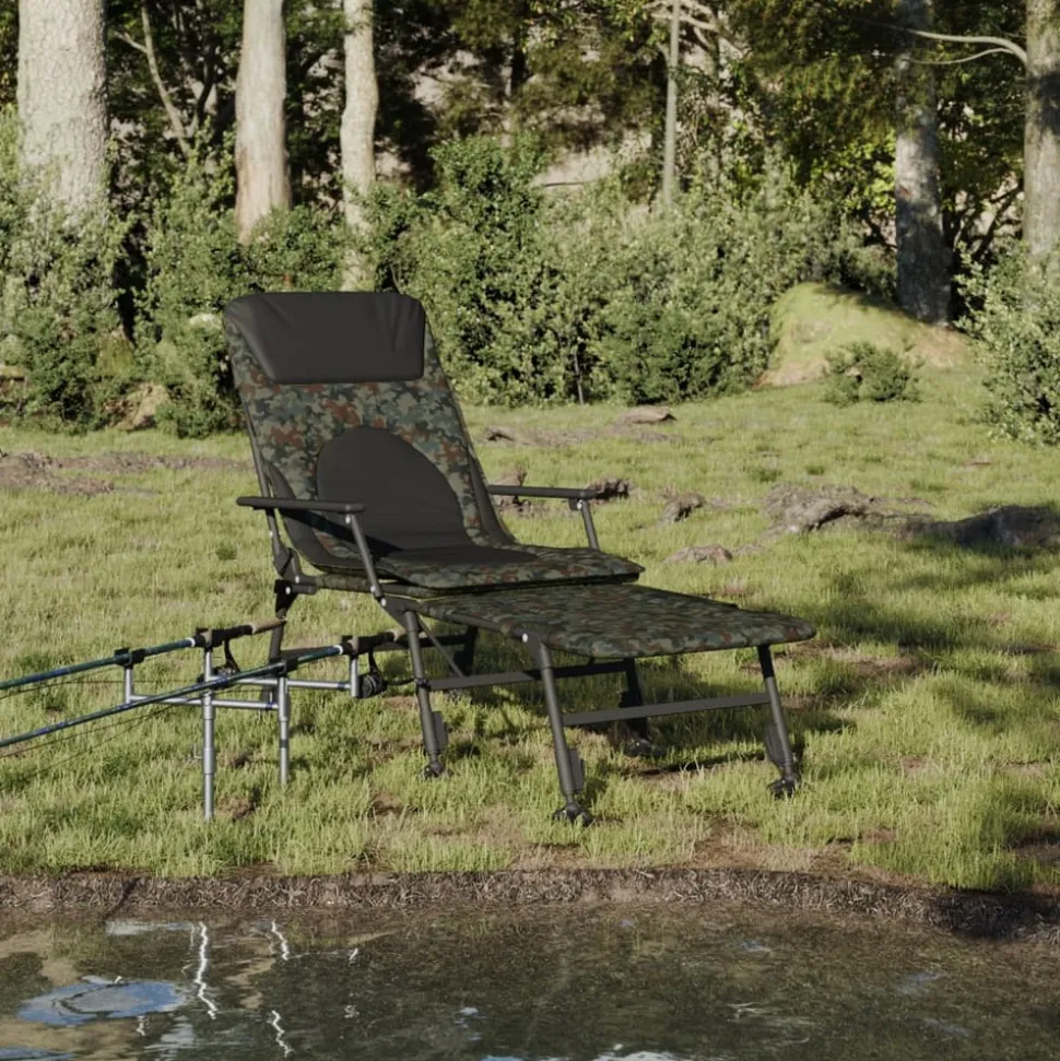 MAISON EXCLUSIVE - Transat de pêche avec pieds à boue réglables pliable camouflage