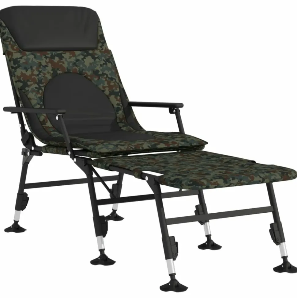 MAISON EXCLUSIVE - Transat de pêche avec pieds à boue réglables pliable camouflage