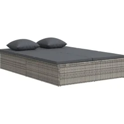 MAISON EXCLUSIVE - Transat convertible avec coussin résine tressée gris foncé