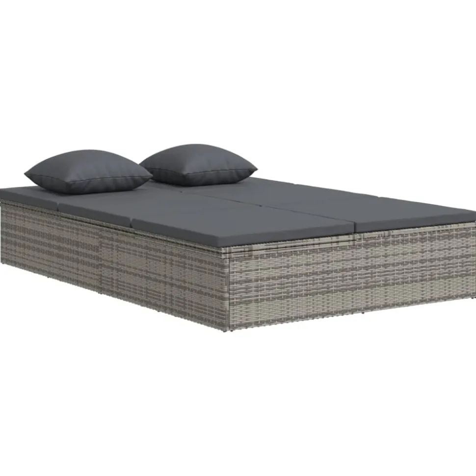MAISON EXCLUSIVE - Transat convertible avec coussin résine tressée gris foncé