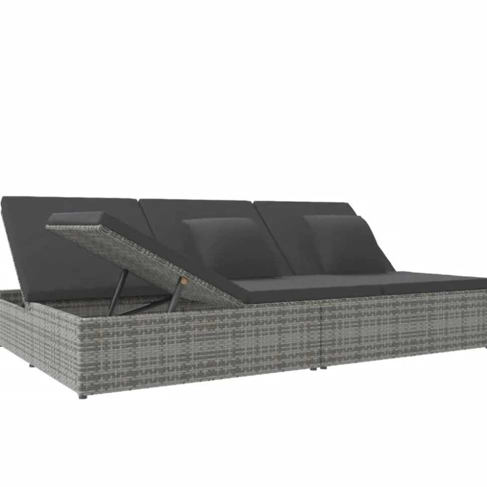 MAISON EXCLUSIVE - Transat convertible avec coussin résine tressée gris foncé
