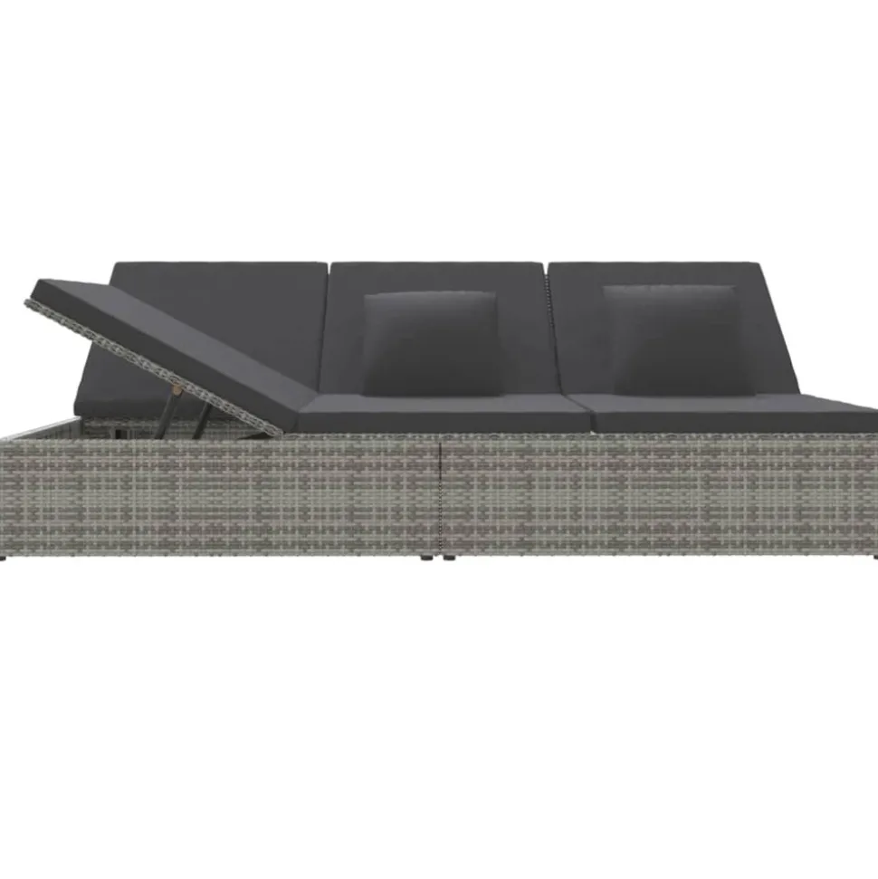 MAISON EXCLUSIVE - Transat convertible avec coussin résine tressée gris foncé