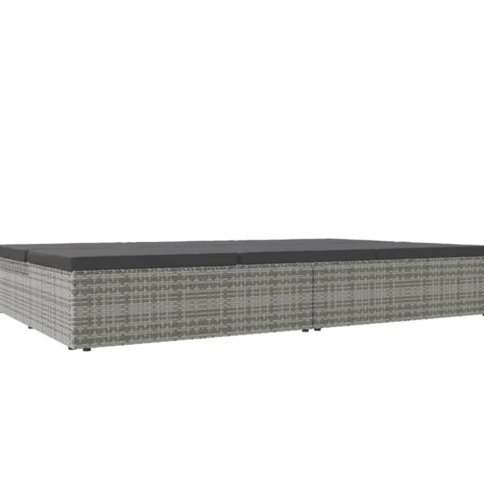 MAISON EXCLUSIVE - Transat convertible avec coussin résine tressée gris foncé