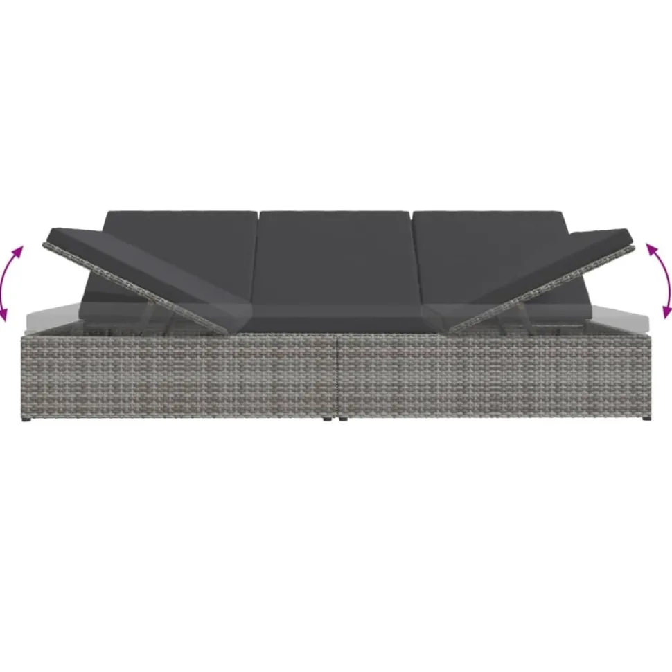 MAISON EXCLUSIVE - Transat convertible avec coussin résine tressée gris foncé