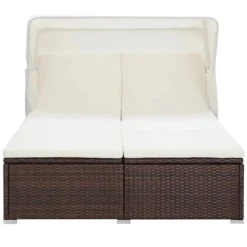 MAISON EXCLUSIVE - Transat à 2 places avec coussin résine tressée marron