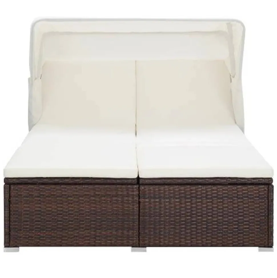 MAISON EXCLUSIVE - Transat à 2 places avec coussin résine tressée marron