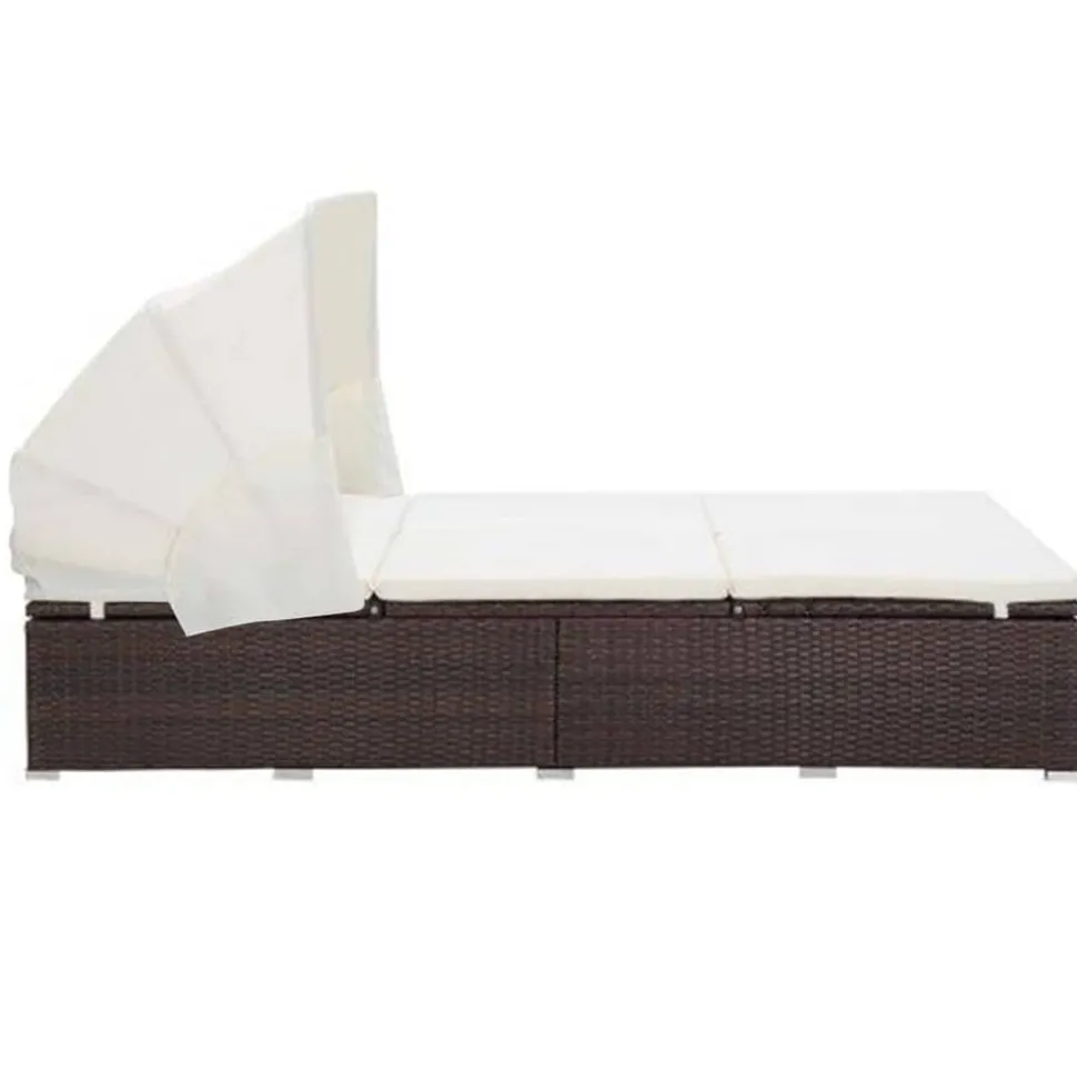 MAISON EXCLUSIVE - Transat à 2 places avec coussin résine tressée marron