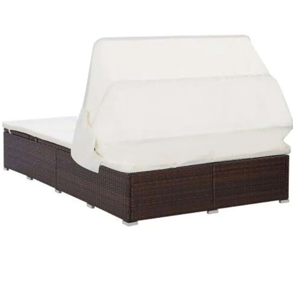 MAISON EXCLUSIVE - Transat à 2 places avec coussin résine tressée marron