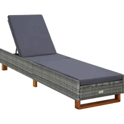 MAISON EXCLUSIVE - Transat avec coussin résine tressée gris