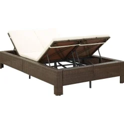 MAISON EXCLUSIVE - Transat à 2 places avec coussin marron résine tressée