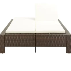MAISON EXCLUSIVE - Transat à 2 places avec coussin marron résine tressée