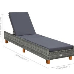 MAISON EXCLUSIVE - Transat avec coussin résine tressée gris