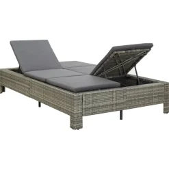 MAISON EXCLUSIVE - Transat à 2 places avec coussin gris résine tressée