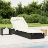 MAISON EXCLUSIVE - Transat avec toit pliable noir 213x63x97 cm résine tressée