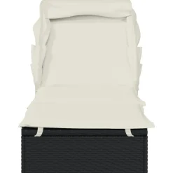 MAISON EXCLUSIVE - Transat avec toit pliable noir 213x63x97 cm résine tressée