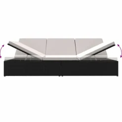 MAISON EXCLUSIVE - Transat convertible avec coussins résine tressée noir