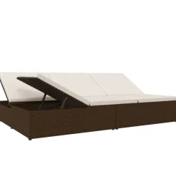 MAISON EXCLUSIVE - Transat convertible avec coussins résine tressée marron