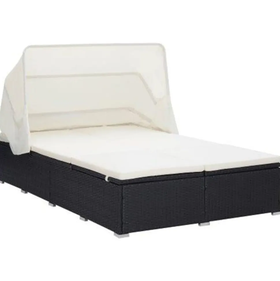 MAISON EXCLUSIVE - Transat à 2 places avec coussin résine tressée noir