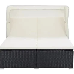 MAISON EXCLUSIVE - Transat à 2 places avec coussin résine tressée noir