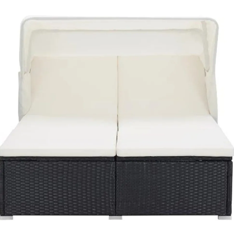 MAISON EXCLUSIVE - Transat à 2 places avec coussin résine tressée noir