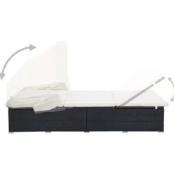 MAISON EXCLUSIVE - Transat à 2 places avec coussin résine tressée noir