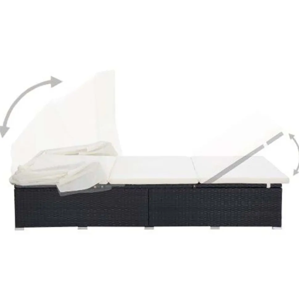 MAISON EXCLUSIVE - Transat à 2 places avec coussin résine tressée noir