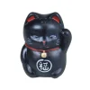 Maneki-Neko, chat de la chance en résine noire - L.4,5xl.3,8xH.5,2cm
