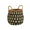 MICA - Panier rond Dustin, en zostère, coloris noir - H.25xD.21cm