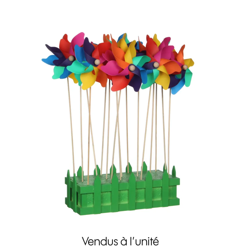 MICA DÉCORATIONS - Moulin à vent en plastique, multicouleur L.11 x 5 x H.36 cm