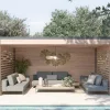 MON CHALET DE JARDIN - Pergola bois & Aluminum DESIGN 15m2 - Bois Douglas épaisseur 55mm - Toiture Bacacier avec voliges ss toiture