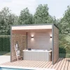 MON CHALET DE JARDIN - Studio de jardin DESIGN 9m² - Bois Douglas épaisseur 55mm - Porte coulissante alu - Toiture Bacacier avec voliges ss toiture