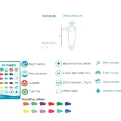 NEW GARDEN - Pot lumineux solaire ficus 80 smarttech, recharge solaire ou usb, avec telecommande