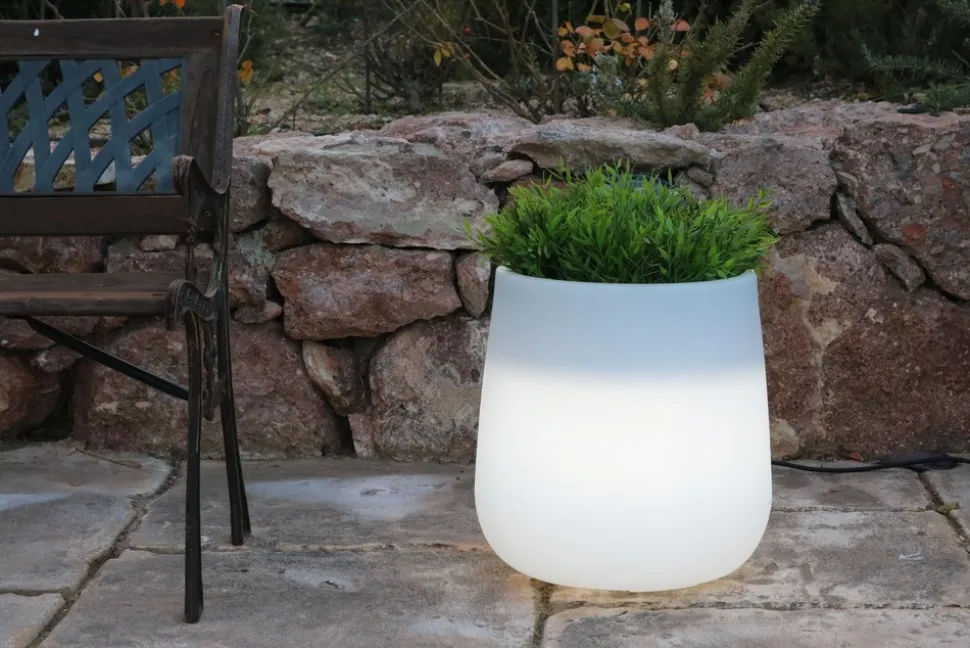 NEWGARDEN - Pot lumineux camelia 40 solaire+batterie rechargeable led rgb avec télécommande ø39x39cm