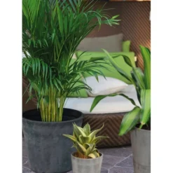 NOVAVITA - Pot de fleurs rond en plastique recyclé - gris beton 30 cm