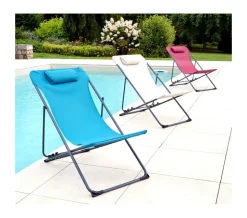 OZALIDE - Lot de 6 chiliennes en acier - bleu canard - sunny