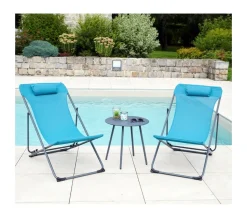 OZALIDE - Lot de 6 chiliennes en acier - bleu canard - sunny