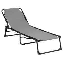 PARIS PRIX - Chaise longue en métal "majken" 190cm gris