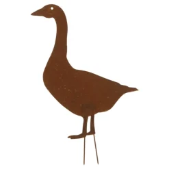 PARIS PRIX - Décoration de jardin "canard" 60cm marron rouille
