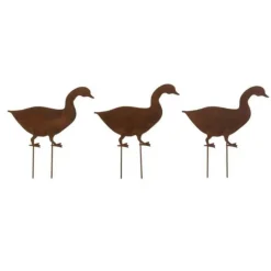 PARIS PRIX - Décoration de jardin "3 canards" 25cm marron
