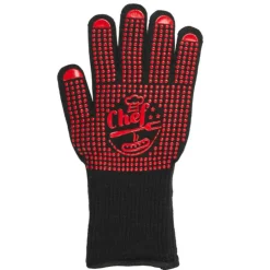 PARIS PRIX - Gant anti chaleur "barbecue" 32cm rouge & noir