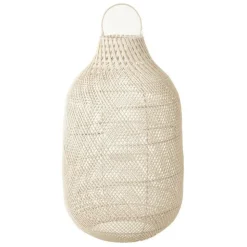 PARIS PRIX - Lanterne cylindrique "rotin" 78cm blanc