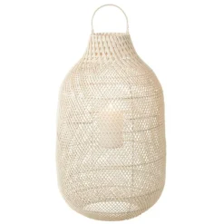 PARIS PRIX - Lanterne cylindrique "rotin" 78cm blanc