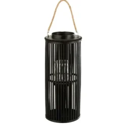 PARIS PRIX - Lanterne déco en bambou "tube" 60cm noir