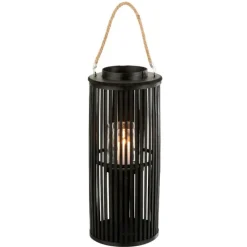 PARIS PRIX - Lanterne déco en bambou "tube" 60cm noir