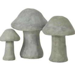 PARIS PRIX - Lot de 3 champignons déco "ciment" 19cm gris