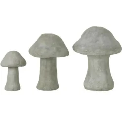 PARIS PRIX - Lot de 3 champignons déco "ciment" 19cm gris