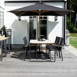 PARIS PRIX - Parasol en bois "naxos" 300cm noir