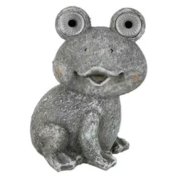 PARIS PRIX - Statuette déco "grenouille solaire" 22cm gris